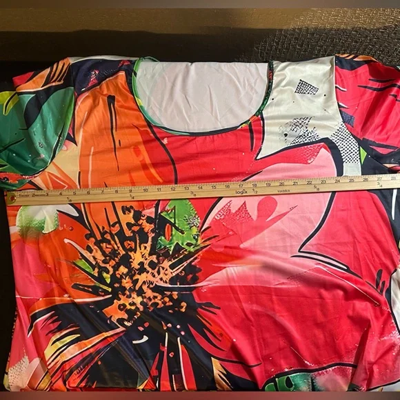 Xpluswear Plus Size Multicolor Tropical Maxi Dress Short Sleeve Resortwear - Picture 3 of 4